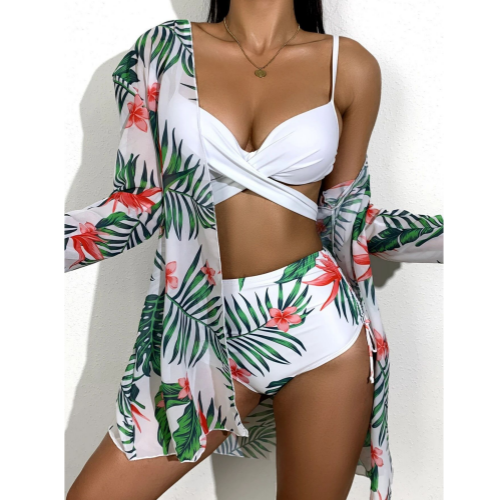 Womens Wrap Top Bikini High Waist Bottom Bathing Suit with cover up